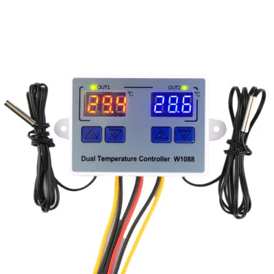 W1088 DC12V 24V AC 110-220V Dual Display Smart Thermostat Temperature Controller