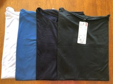 Uniqlo Women Drape Crew Neck Short Sleeve Shirt M L XL Blue Navy Black NWT