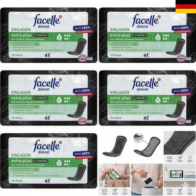 6 x 10 Stück | facelle diskret Hygiene-Einlagen Extra Plus Black schwarz