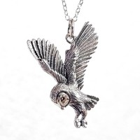 Schleiereule AnhäNger Halskette 925 Sterling Silber Weisheit Spiritueller...