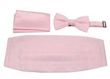 CBUND-ADF-35 - Mens Formal Woven Satin Cummerbund Pre-Tied Bowtie Hanky set.