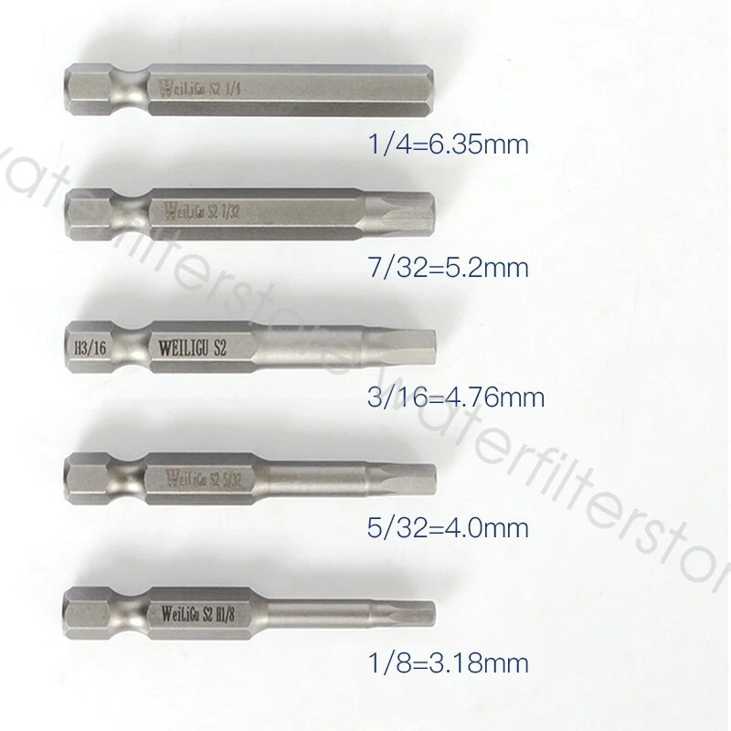 Hex Head Magnetic Screw Driver Bit Imperial Allen Key Impact Power Drill 1/4" S2 - image 4 of 4