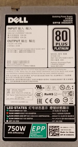 Alimentatore Dell 1100W 80+ Platinum (CMPGM) Per Server R730, R630, T430 - Aperto Mai Usato - Foto 2