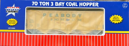 USA Trains escala G R14019 70 toneladas 3 bahías tolva de carbón Peabody - amarillo #6641 | Condition: New