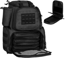 AUMTISC Pistol Gun Range Backpack for Handguns and Ammo, Tactical Black 