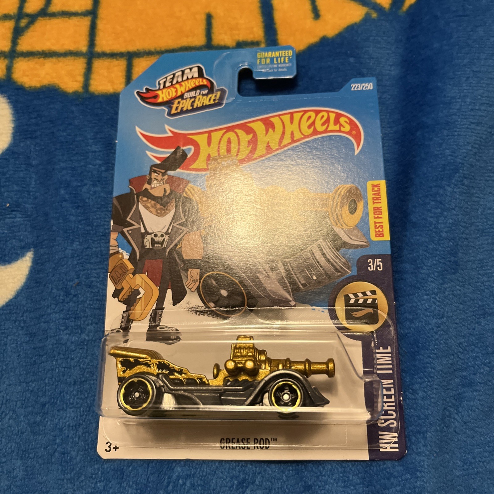Hot Wheels 2015 TREASURE HUNT - GREASE ROD Gold HW Screen Time 3/5