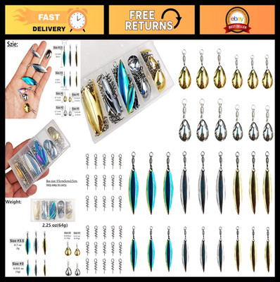 30pcs Tail Spinners Colorado Blade Spin Lures for Bass Fishing, Senko Worms