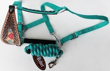 Noseband Tack Bronc Leather Horse Halter Tiedown Lead Rope 280289