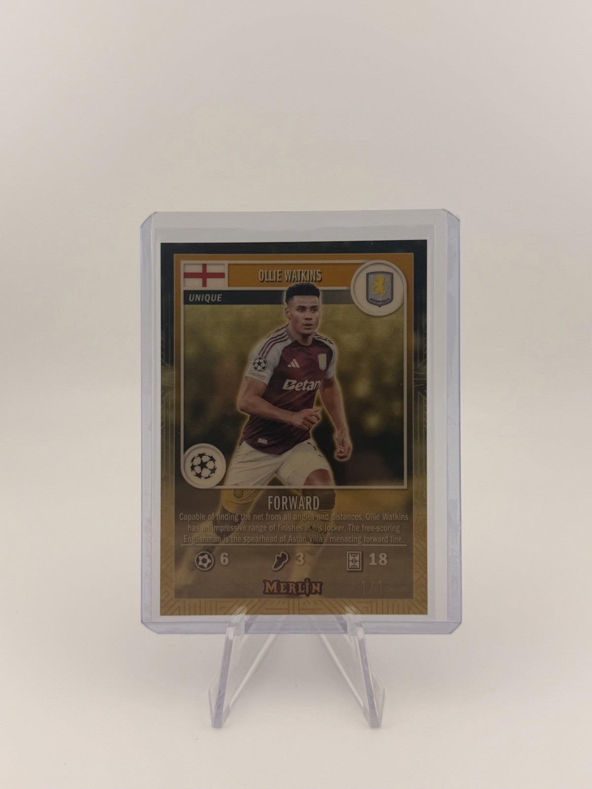 24/25 Topps Merlin Uefa Ollie Watkins SuperFractor 1/1 view 1