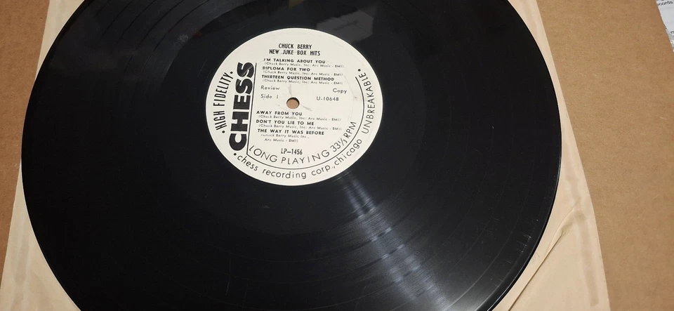 CHUCK BERRY NEW JUKE BOX HITS CHESS LP-1456 WHITE LABEL PROMO VG+ DEEP GROOVE - Image 3 of 4