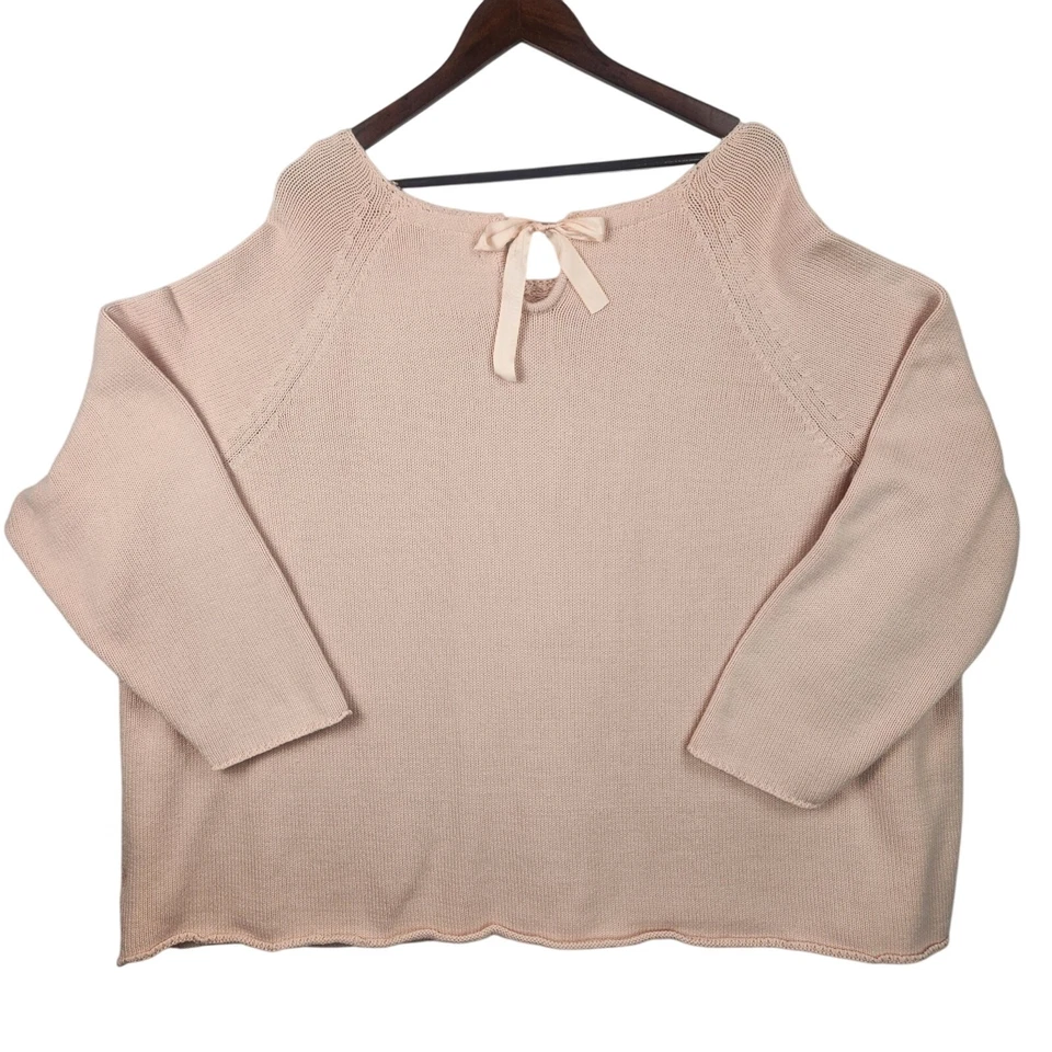 Suéter romántico para mujer Ellos Anthropologie 5X rosa tejido con cable liso usado en excelente estado Foto 2 de 4