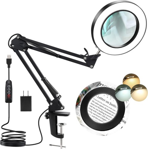 10X Magnifying Lamp with 3 Color Modes, Lighted Stand for Close Work & Crafts - Picture 17 of 24