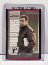 2005 Bowman Football Coach Nick Saban Rookie Card Alabama Crimson Roll Tide