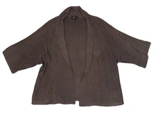 AB Studio Women's XL Short Sleeve Open Front Cardigan Sweater EUC Brown