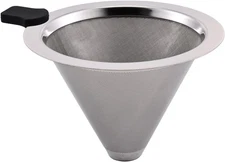 Small Size Pour Over Coffee Filter Dripper, Stainless Steel Metal Cone Drip Coff