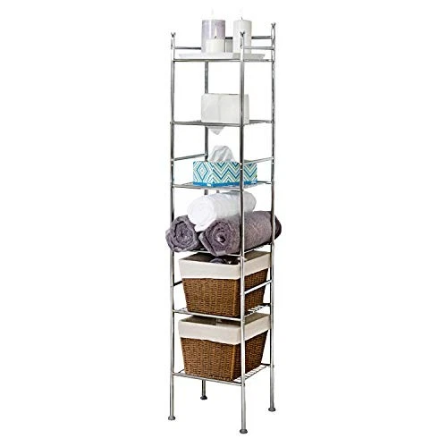  BTH-03484 Estante de baño torre metálica de 6 niveles, 12,6 L x 11 W x 59,8 € Cromo Foto 2 de 4