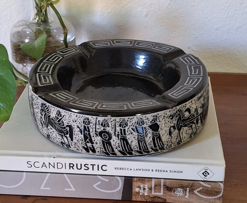 Mid Century Large Ceramic Greek Roman Chariot Ashtray Catchall 8.75" RARE