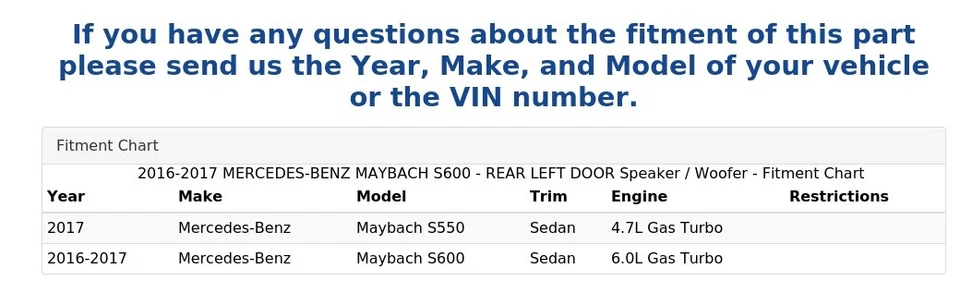 2016-2017 MERCEDES-BENZ MAYBACH S600 - PORTA TRASEIRA ESQUERDA Alto-falante / Woofer - Imagem 4 de 4