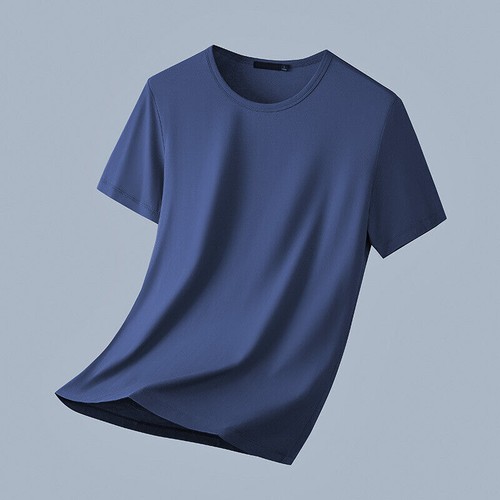 Nueva Camiseta Para Hombre Modal Algodón Seda Hielo Secado Rápido Cuello Redondo Manga Corta - Imagen 3 de 32