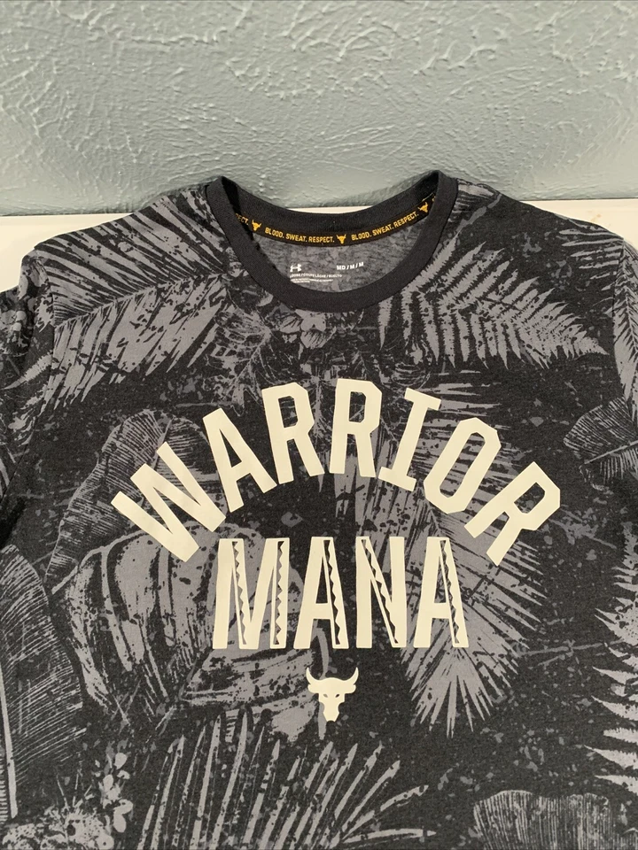 Camiseta de Entrenamiento Under Armour Rock Project Warrior Mana Para Hombre M Negra Floral Toro Foto 2 de 4