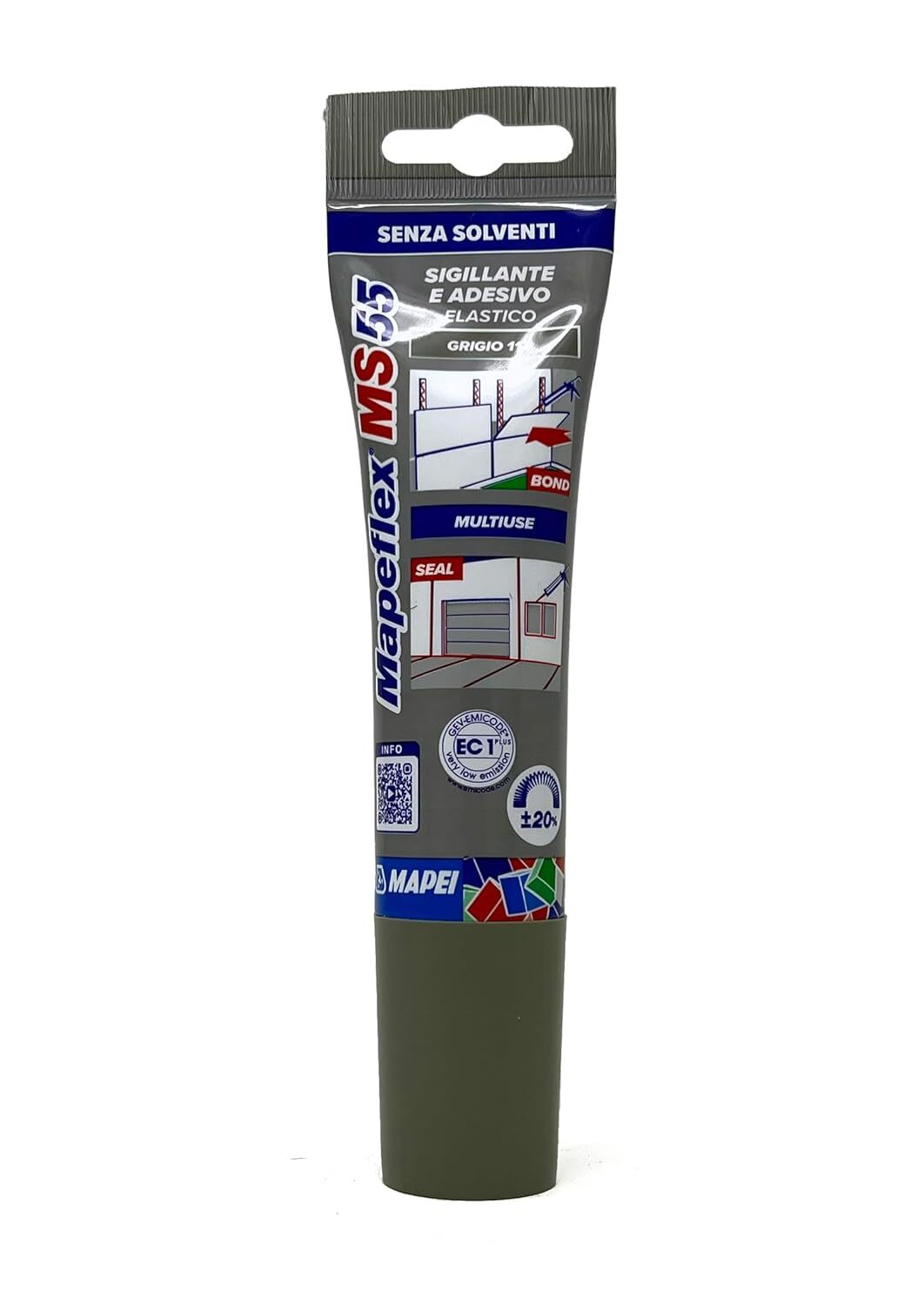 Mapei MAPEFLEX MS 55 Adesivo e Sigillante 100ml GRIGIO verniciabile ed elastico