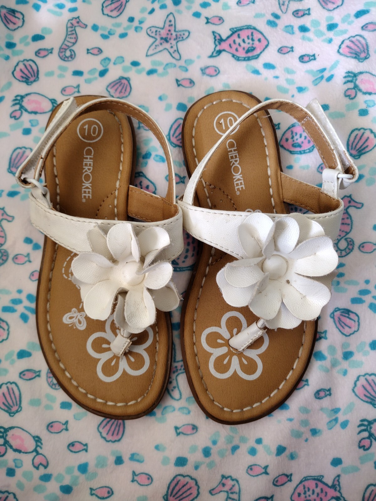 LOTTO sandali con fiori bianchi e sandali con glitter argento taglia 10