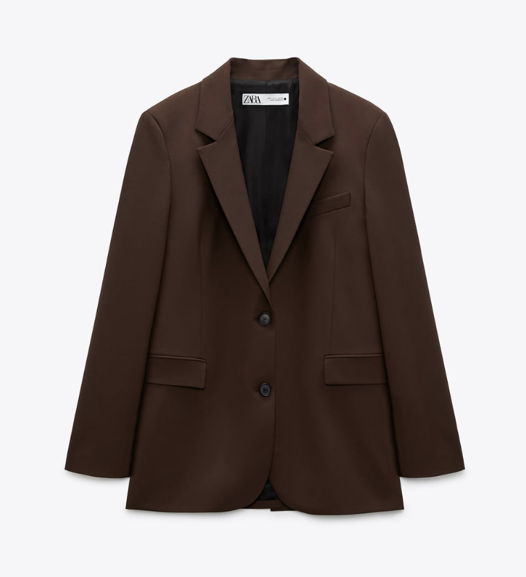 ZARA NEW WOMAN STRAIGHT CUT BLAZER WITH POCKETS BROWN 2600/645 XS