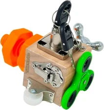 Montessori Wooden Busy Board Activity Cube with Sensory Toys for Toddlers