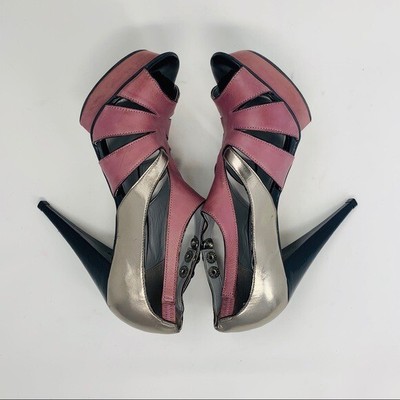 silver stacked heels