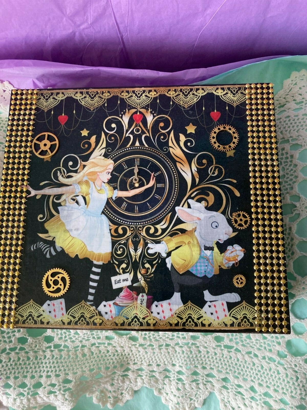 Alice in Wonderland vintage jewelry keepsake box organizer gift-image