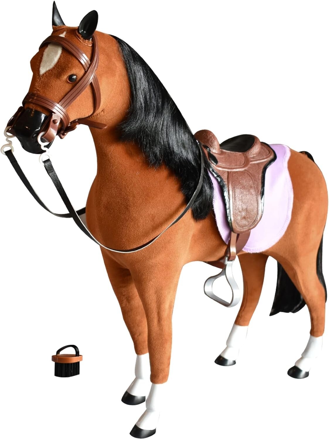18" Doll Brown Horse Riding Set - 5 pc. with Saddle, Bridle, Blanket, Brush