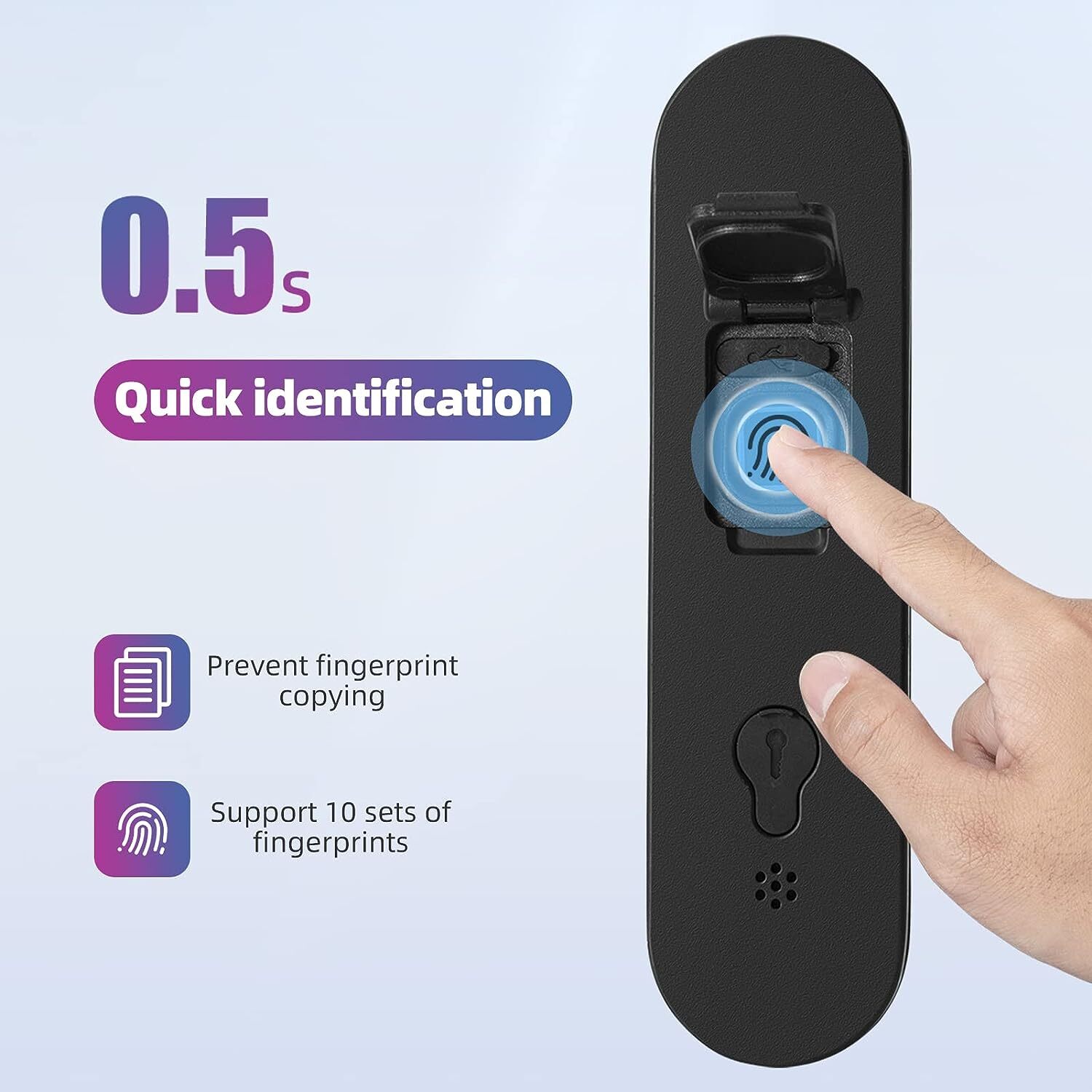 ROCKBROS Smart Bike U Lock Fingerprint Bike Lock App Remote Unlock Heavy Duty 