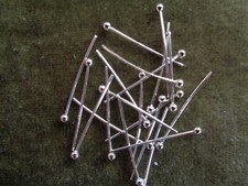 Head pin, sterling silver, 3/4 inch with 1.5mm ball, 22 gauge. Sold pkg of 20