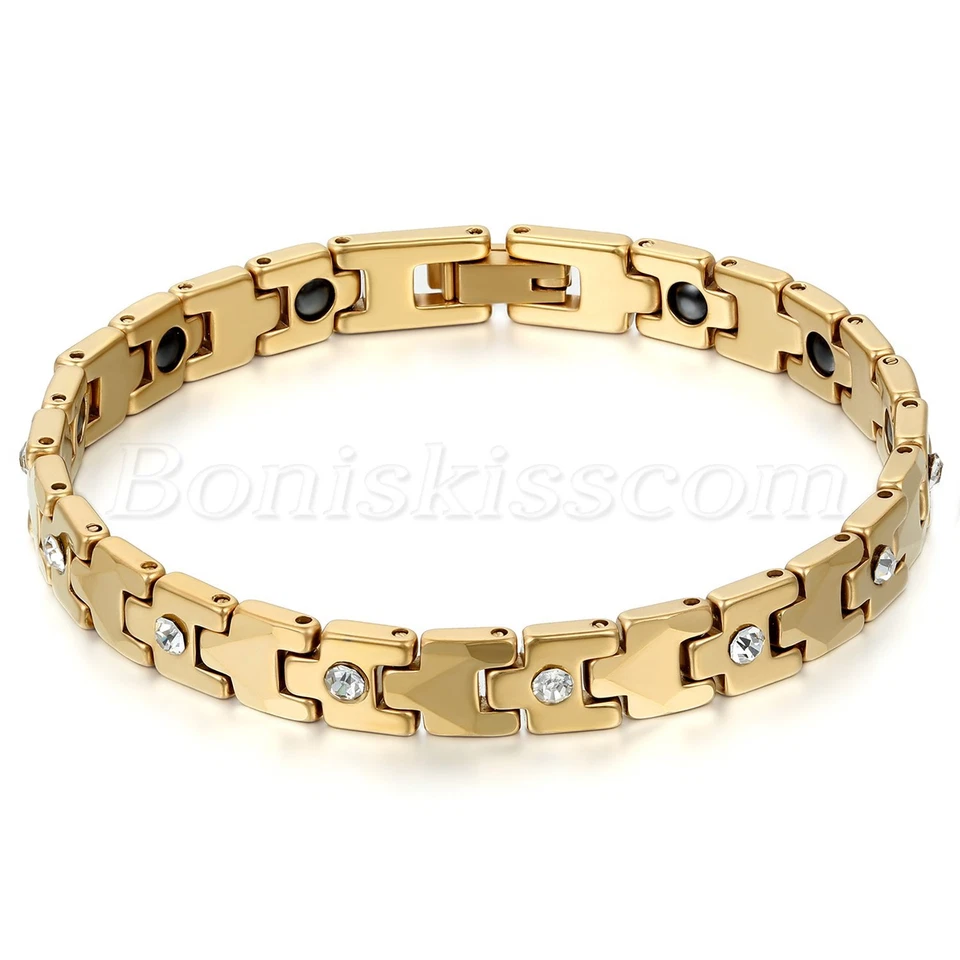 Potente pulsera de terapia magnética para mujer con dije de carburo de tungsteno para salud Foto 2 de 4