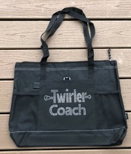 TWIRLER COACH "GIFT TOTE BAG BLACK FABRIC HANDLES ZIPPER 18" X 14"
