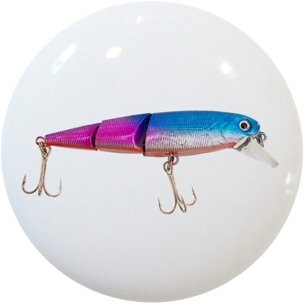 Pink Purple Blue Fishing Lure Ceramic Drawer Pull