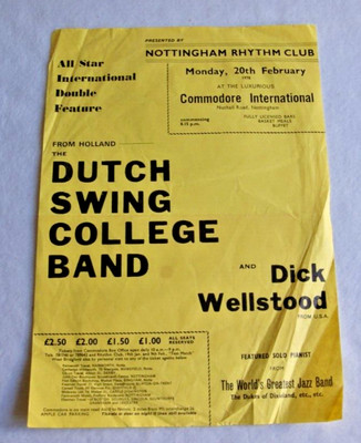 1978 Dutch Swing Band A4 FLYER Nutall Road Commodore International Nottingham