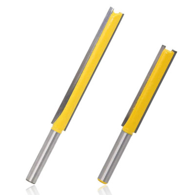 Set of 2 Pieces Extra Long Straight Router Bit Set, 1/4-Inch Shank Double Flute