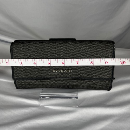 BVLGARI Flap Long Wallet Leather Bifold Card Holder Zip Around Purse - Picture 4 of 8