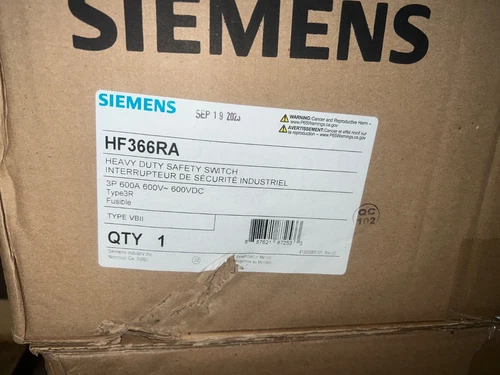 Siemens 3R HF366RA 600 amp FUSED Safety Switch Disconnect 3 Phase FUSIBLE hf366r