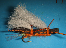 FLY FISHING FLIES - Blk/Orange Foam CHUBBY CHERNOBYL (SALMONFLY) size #8 (6 pcs)