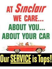 Sinclair Oil Co. OUR SERVICE IS TOPS! NEW METAL SIGN: 9x12" Free Shipping