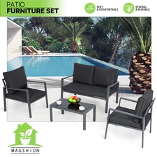 3 Pieces Wicker Furniture Rattan Chairs+Tempered Glass Table Patio Furniture Set