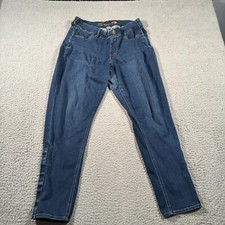 Seven7 Women  s Jeans Size 12 Blue Tummy less High Rise Skinny Hook Loop Fastener