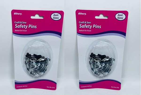 Pack Mit 2 Allary Sicherheitsnadeln Angebranntem Finish, 60 Nadeln, Asstd GrößEn-image