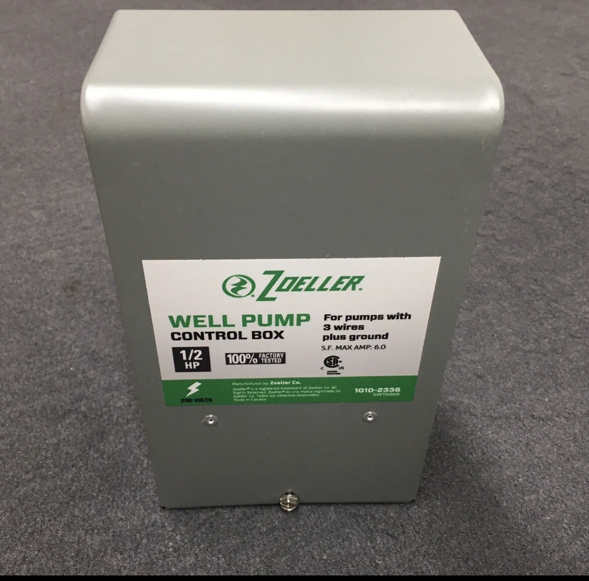 Zoeller Well Pump Control Box1/2 HP for 3Wire Submersible Well Pumps