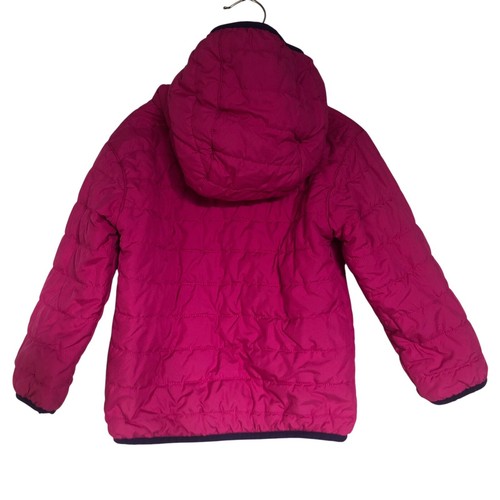 Columbia Pink Fleece Reversible Herringbone Design Girls Hooded Jacket Size 4T - Picture 2 of 11