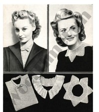 Crochet Pattern Vintage Womens  1940s Dickie Blouse Front &  Lace Collars