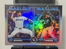 Ramirez & Pereda 2024 Topps Update #US181 Rookie Combos Rainbow Foil Marlins
