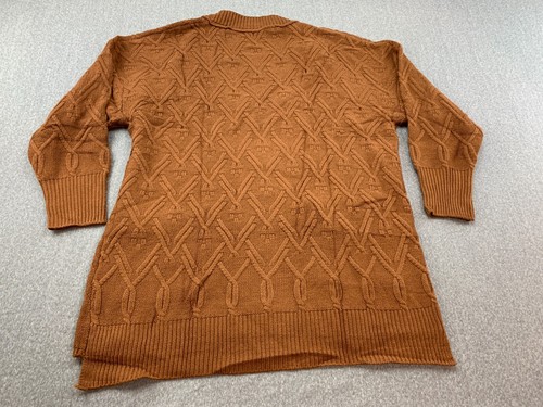 Kirundo Textured Cardigan Womens Large Rust Brown Cable Knit Pockets Cozy Comfy - Picture 2 of 14